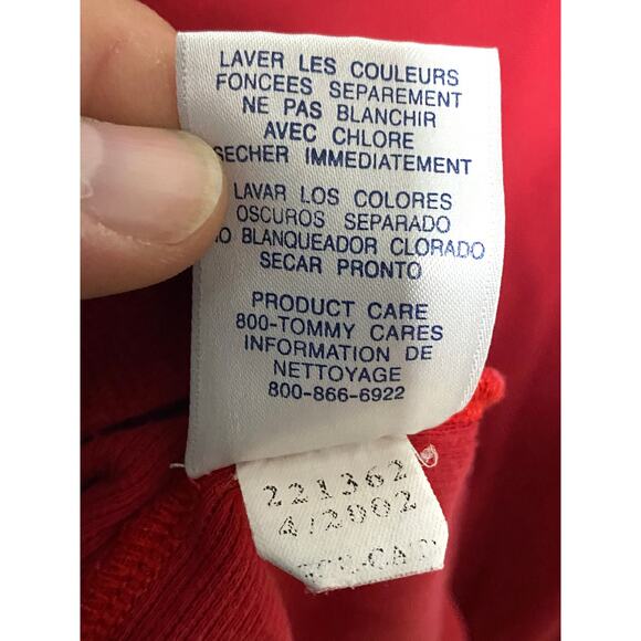 Vintage Tommy Hilfiger Shirt Red White Blue Cotton Embroidered Logo Y2K Mens XL - Picture 7 of 7